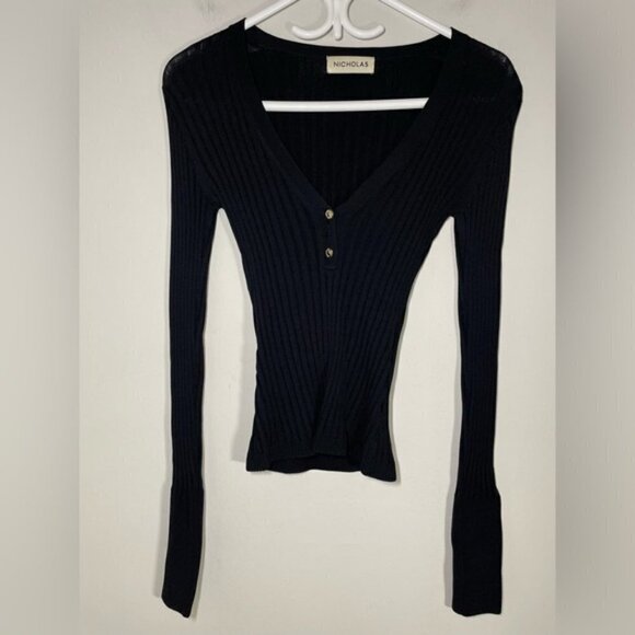 Nicholas Zia Ribbed Henley Sweater size XS - Picture 5 of 10